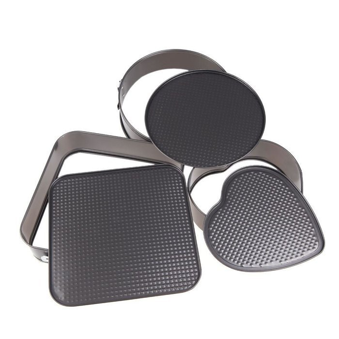 Nonstick Set of 3 Bakeware Springform Cake Pans Tin Mould Mold Round Heart Square Shape N7