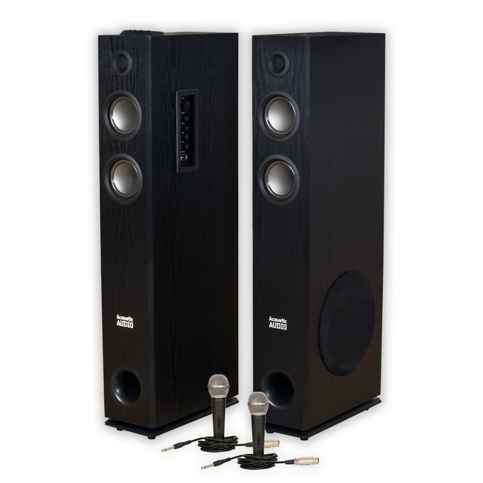 Acoustic Audio TSi400 Bluetooth Powered Floorstanding Tower Multimedia Speakers with Mics TSi400M2 N2