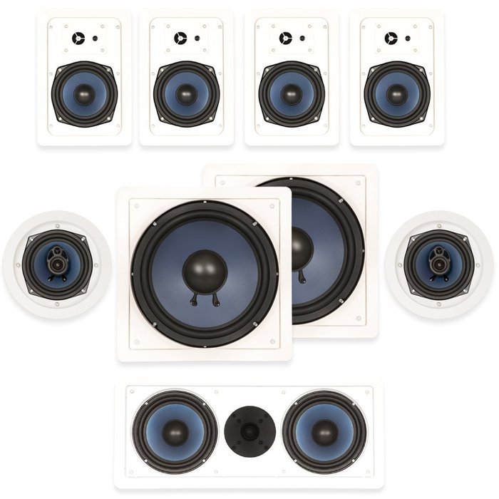 Blue Octave In Wall and In Ceiling 7.2 Home Theater Speaker Set New 2560 Watts RHT537