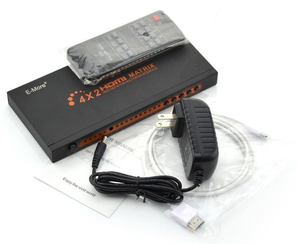 E-More&reg; 2160P 3D HIFI 1.4V 4x2 HDMI Matrix Audio Separation with Romote Control Support MHL/ARC/Advanced Audio... N2