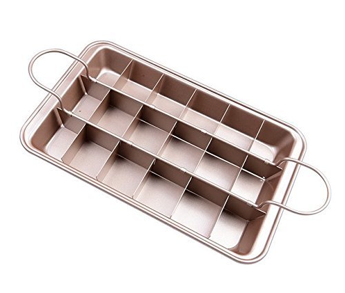Astra Gourmet Nonstick Carbon Steel Precut Brownie Pan Set,12-inch by 8-inch by 1 1/2-inch(Champagne Gold)
