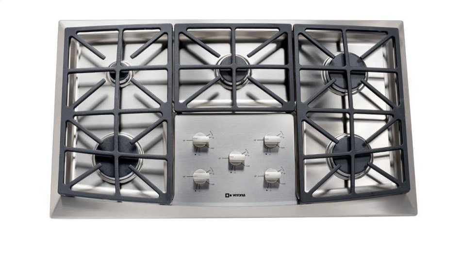 Verona VECTGV365SS 36" Gas 5 Burner Cooktop with Stainless Steel Knobs Permanently Sealed Burners Electronic Ignition...