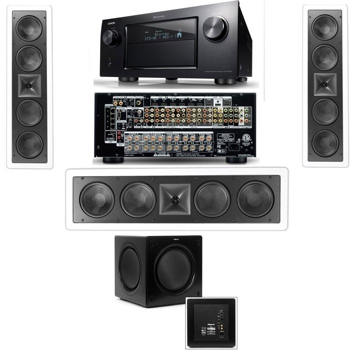 Klipsch KL-6504-THX In-Wall 3.1-SW-310 Denon IN-Command AVR-4520CI- White
