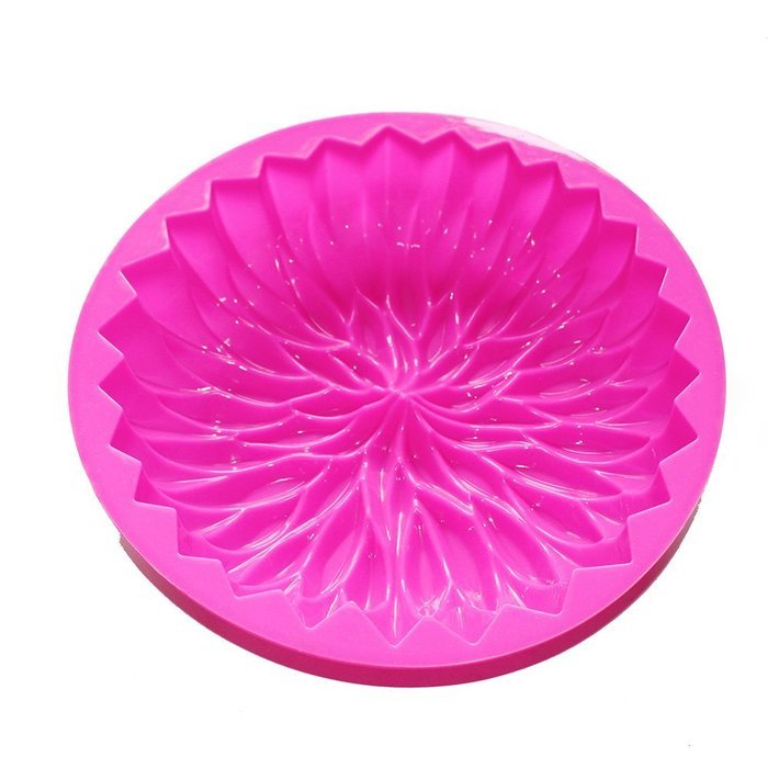 X-Haibei 9.5inch Round Chrysanthemum Flower CAKE BAKING SILICONE MOLD Dessert Shallow Pan