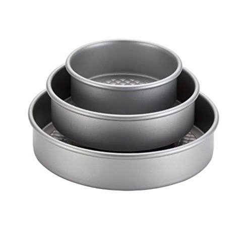 Cake Boss Professional Nonstick Bakeware 3-Piece Round Cake Pan Set, Silver New