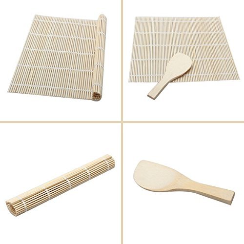 Sushi tools Rolling Roller Bamboo Material Mat Maker DIY and A Rice Paddle N2