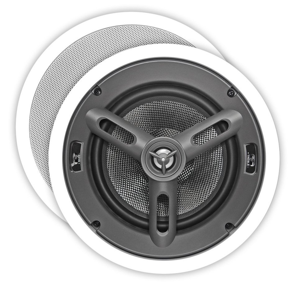 OSD Audio ICE650 6.5-inch Kevlar Woofer 150-Watt In-Ceiling Speaker with Bass and Treble Swtich, Pair N6