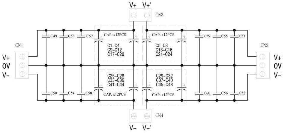 Electronics-Salon 1PCS Capacitor Filter Bare PCB, Support 48pcs D18mm Electrolytic Capacitors. N4