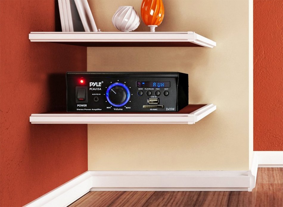 Pyle Home PCAU15A 2 x 15 Watts Mini Power Amplifier with LED Display N16