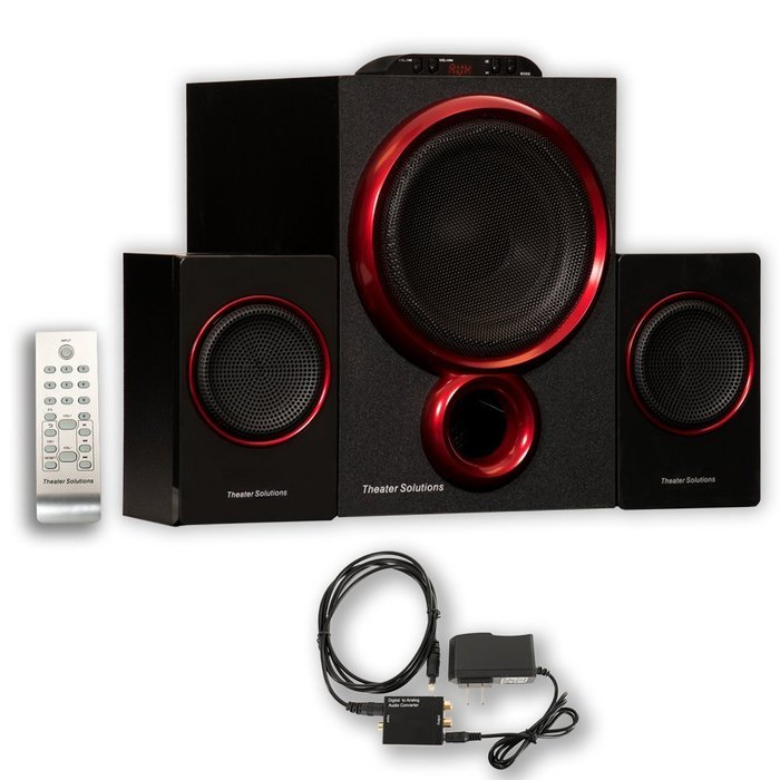 Theater Solutions TS212 Powered 2.1 Speaker System Multimedia with Optical Input N2