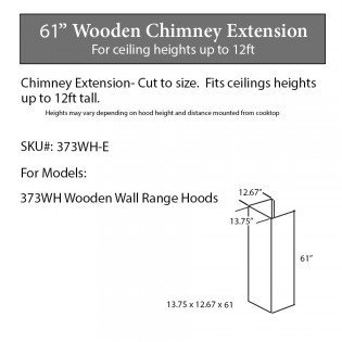 ZLINE 61 in. Wooden Chimney Extension for Ceilings up to 12.5 ft. N6