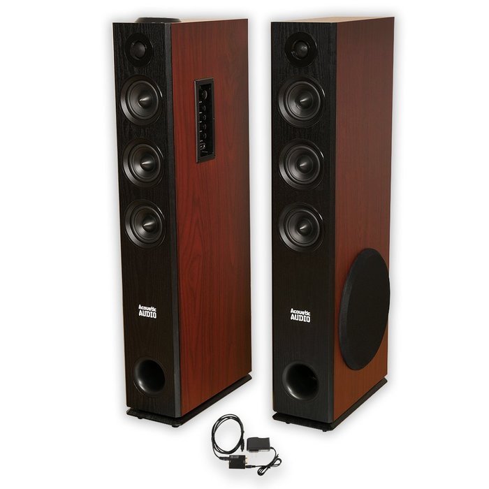 Acoustic Audio TSi550 Bluetooth Powered Floorstanding Tower Multimedia Speakers with Optical Input TSi550D