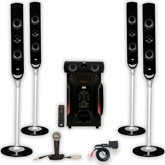 Acoustic Audio AAT1000 Tower 5.1 Speaker System with Bluetooth and Microphone N2