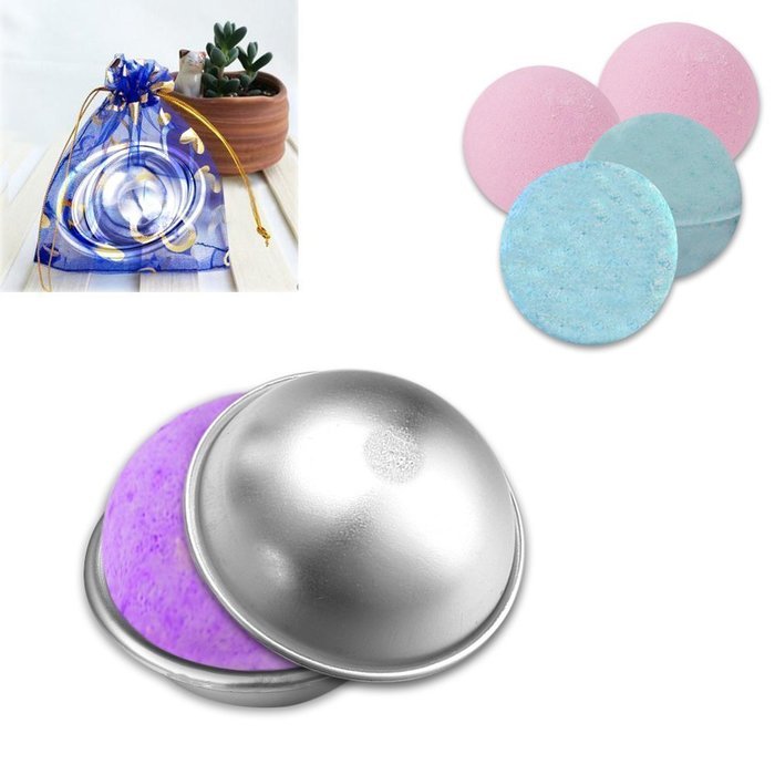 Shopline Aluminum Ball Sphere Bath Bomb Mold Cake Pan Baking Pastry Mould, 1 Ball (Include 2 Pcs) (L(2.561.2inch)) N3