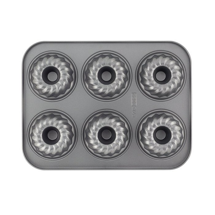 Cake Boss Novelty Nonstick Bakeware 6-Cup Round Cakelette Pan, Gray N13