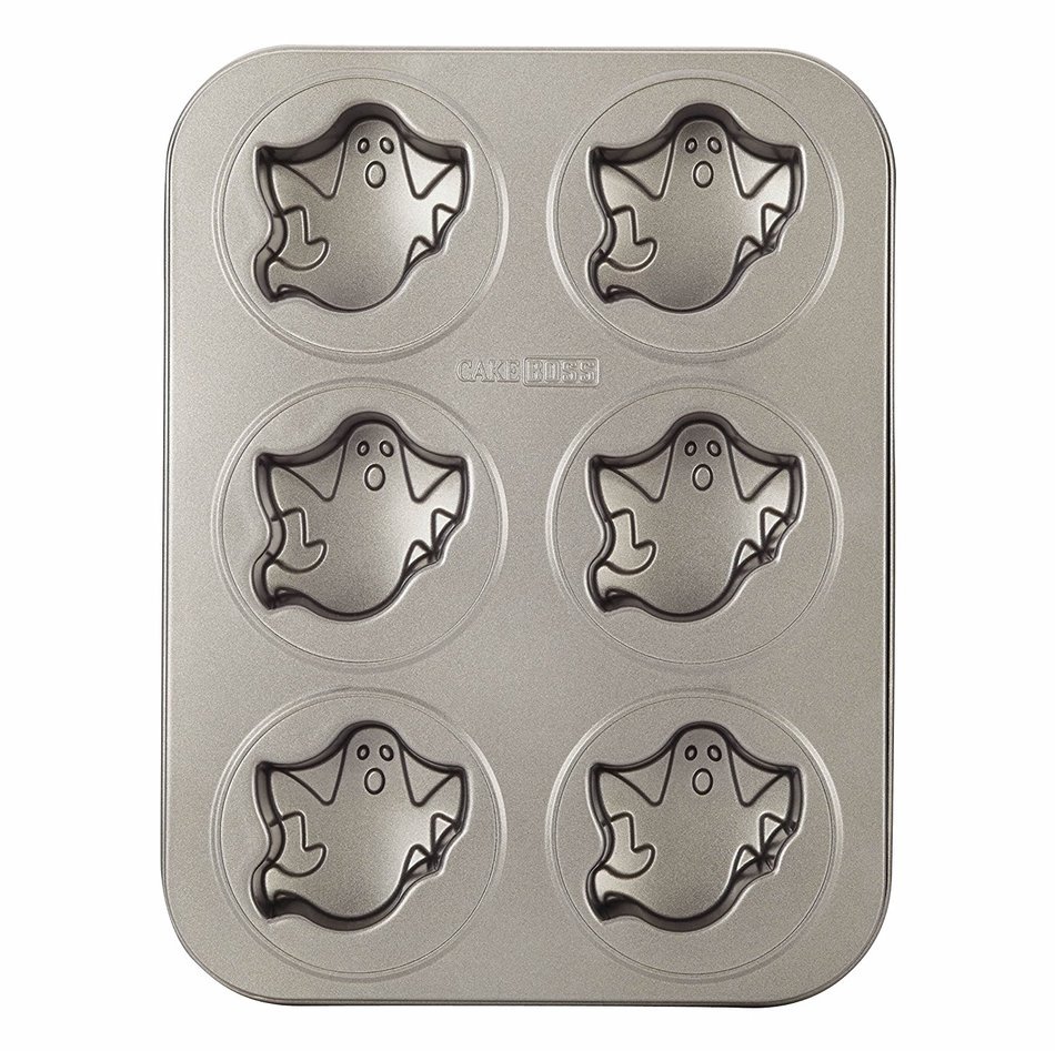 Cake Boss Novelty Nonstick Bakeware 6-Cup Round Cakelette Pan, Gray N14