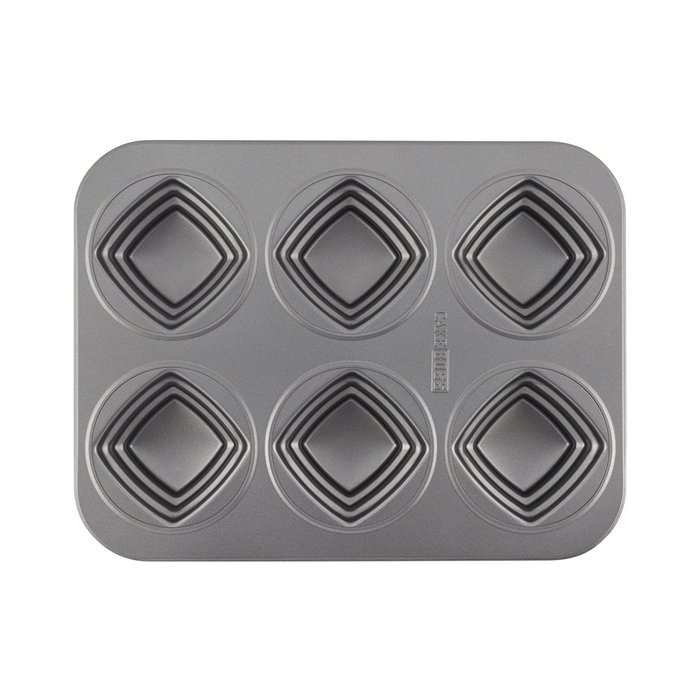 Cake Boss Novelty Nonstick Bakeware 6-Cup Round Cakelette Pan, Gray N16