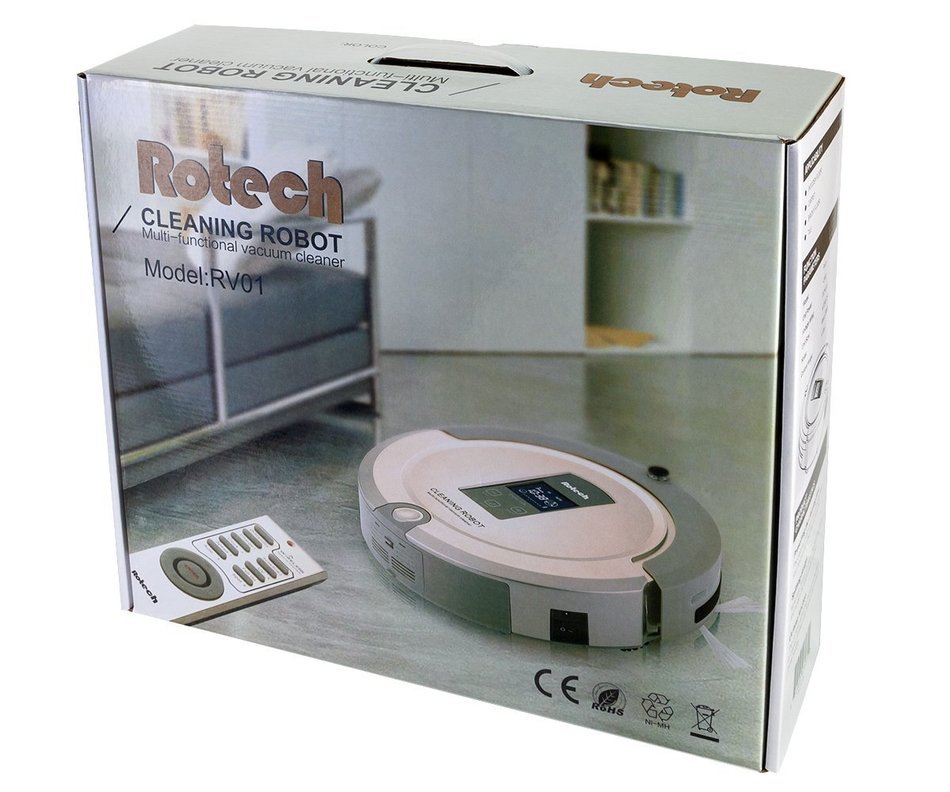 Rotech Rv01 4-in-1 Series Robotic Vacuum Cleaner with Remote Control, Silver