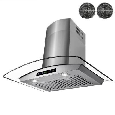30 in. Convertible Wall Mount Range Hood in Stainless Steel with Tempered Glass, Touch Control and Carbon Filters N8