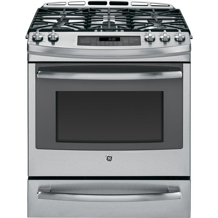 GE P2S920SEFSS Profile 30" Stainless Steel Dual Fuel Slide-In Sealed Burner Range - Convection