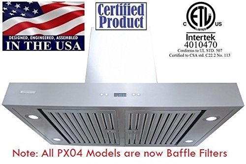 XtremeAir PX04-I36 Island Mount Range Hood with 900 CFM Swing-able Flat Filters, 36" N7
