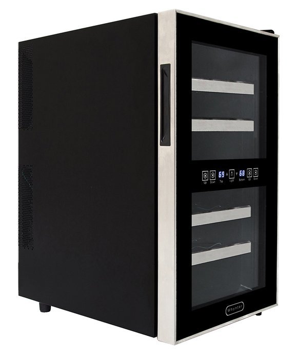 Whynter WC-181DS 18 Bottle Dual Zone Touch Control Wine Cooler, Black with Stainless Steel Trim N7