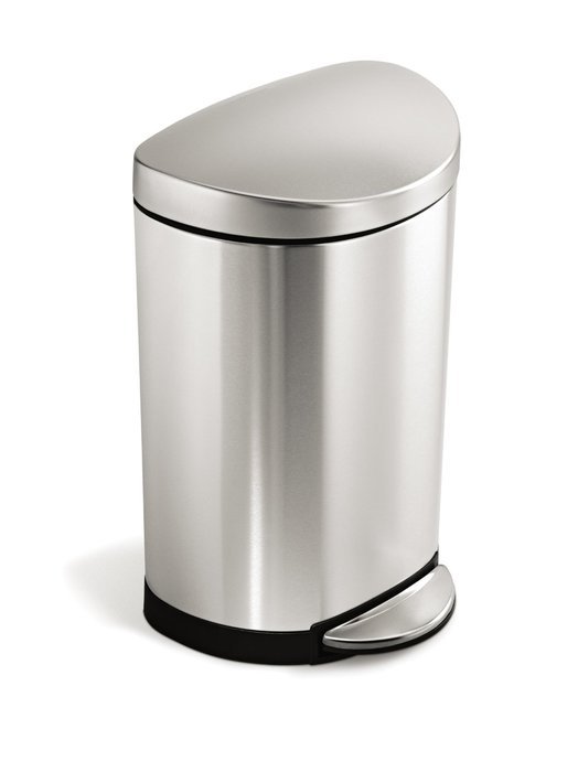 simplehuman Semi-Round Step Trash Can, White Steel, 10 L / 2.6 Gal N3