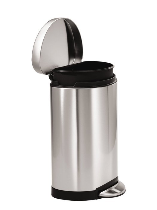 simplehuman Semi-Round Step Trash Can, White Steel, 10 L / 2.6 Gal N4