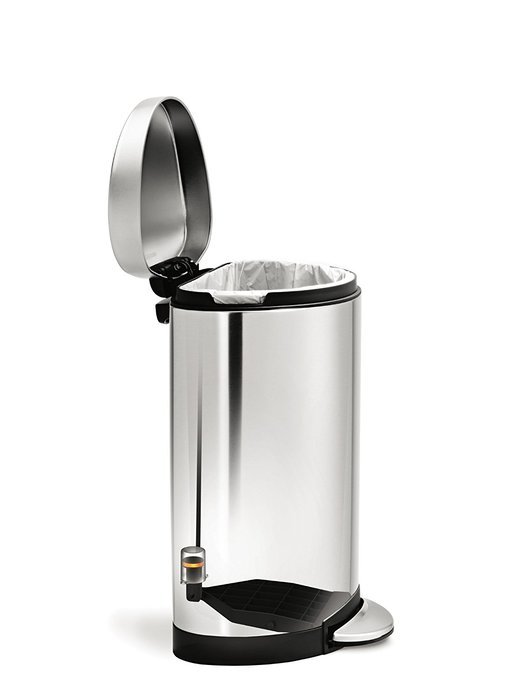 simplehuman Semi-Round Step Trash Can, White Steel, 10 L / 2.6 Gal N7