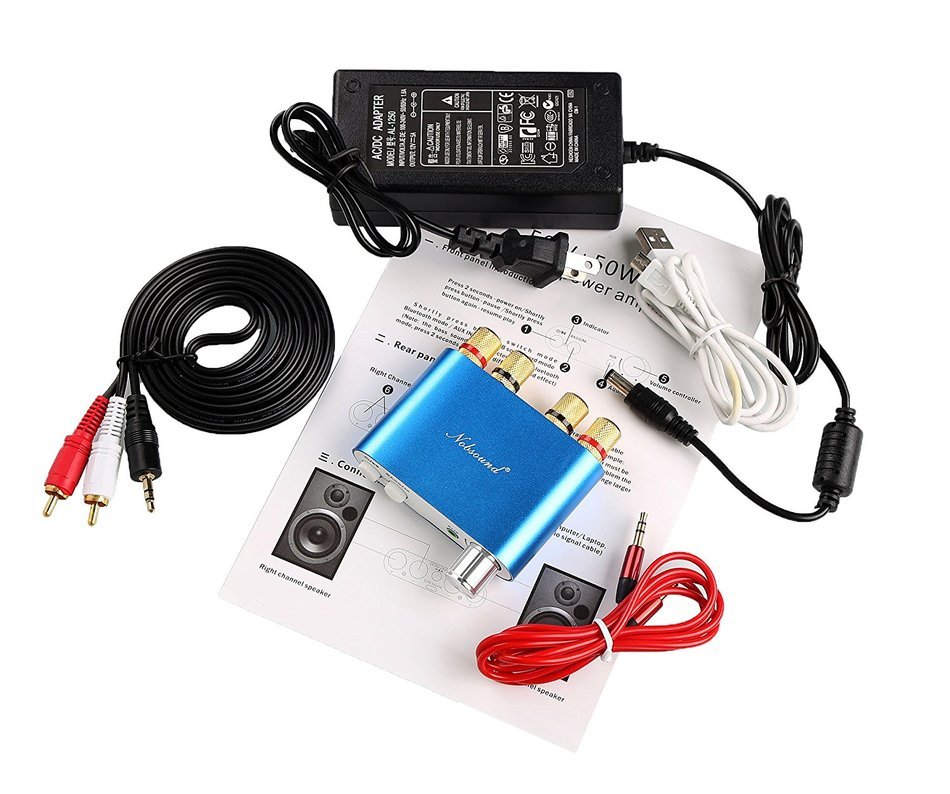 Nobsound NS-10G Mini Bluetooth 4.0 Digital Amplifier 100W HiFi Amp with Power Supply (Blue) N18
