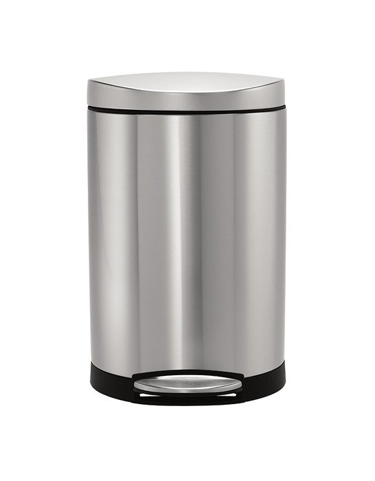 simplehuman Semi-Round Step Trash Can, White Steel, 10 L / 2.6 Gal N8