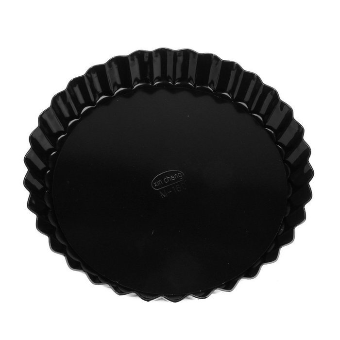 Base Pie Tart Quiche - SODIAL(R)Round Aluminum Alloy Non Stick Loose Base Pie Tart Quiche Tin Black (11 Inch) N2
