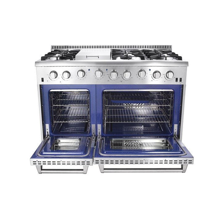 48" 6 Burner Gas Range With Double Oven and Griddle N2