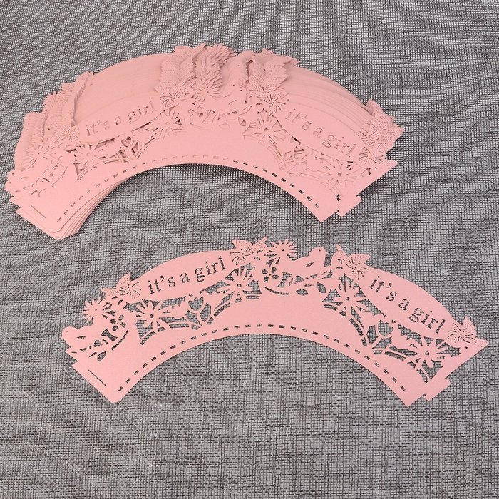 ROSENICE 50pcs Cupcake Wrappers, Girl Cake Paper Cups for Wedding Birthday Party (Pink) N3