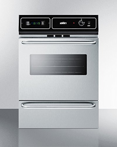 Summit TEM721BKW 24" Electric Wall Oven with 2.92 cu. ft. Capacity Digital Clock/Timer Oven Light Storage Compartment...