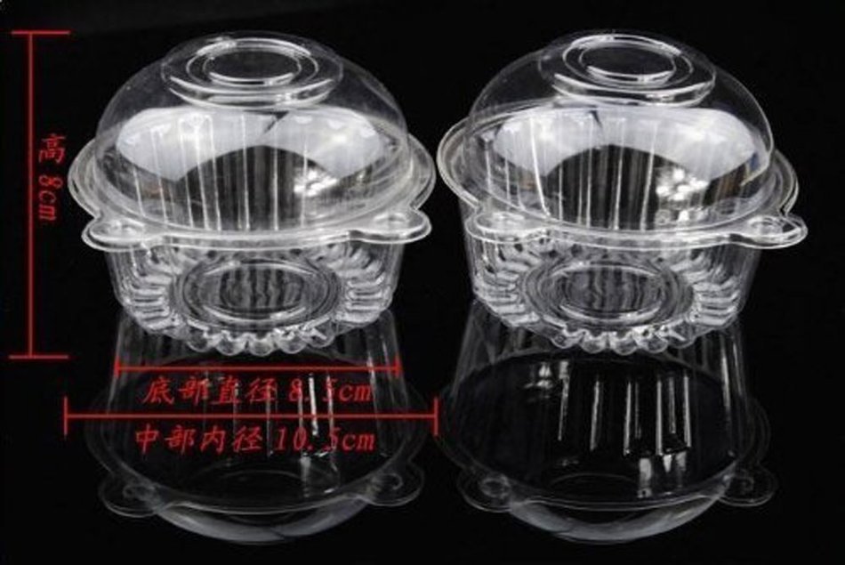 Eforcase 25/50/100/300 Pcs Plastic Single Individual Cupcake Muffin Dome Holders Cases Boxes Cups Pods (100 Pcs) N3