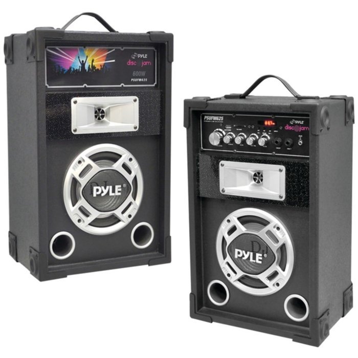 Pyle Pro PSUFM625 Dual 600-Watt Disco Jam Powered 2-Way PA Speaker System Consumer Electronics