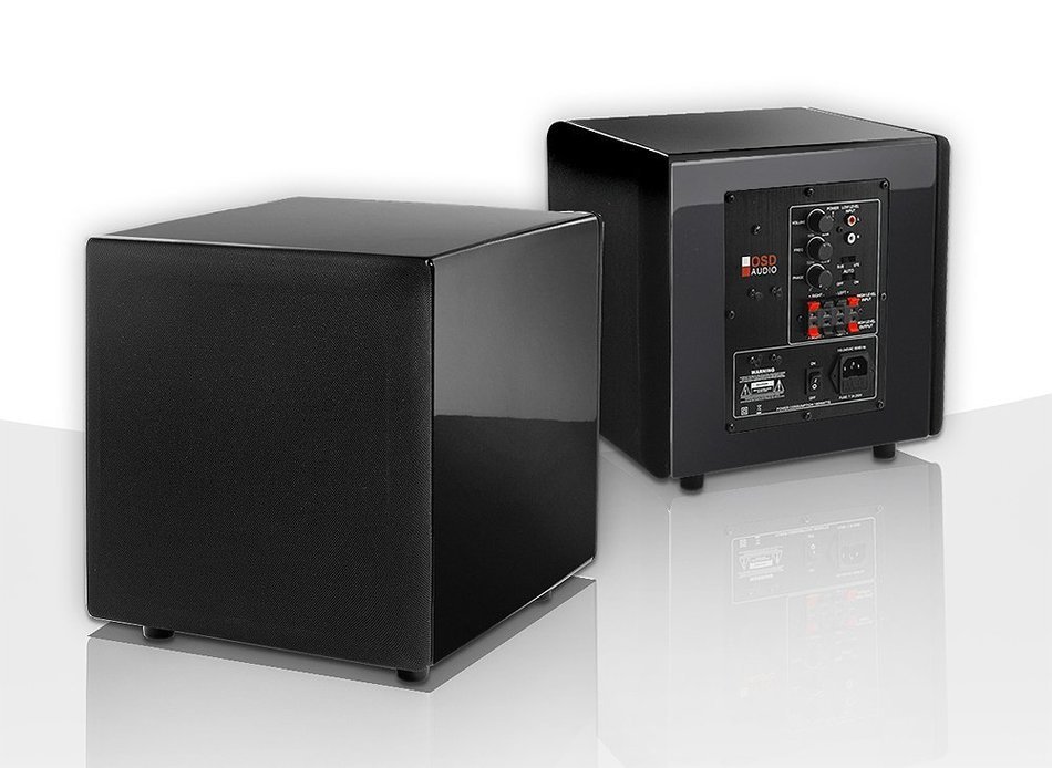 OSD Audio PS88 Dual 8-inch Compact Woofer Home Theatre Subwoofer, Gloss Black N4