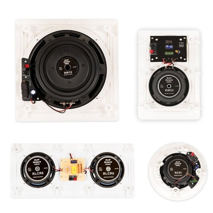 Blue Octave In Wall and In Ceiling 7.2 Home Theater Speaker Set New 2560 Watts RHT537 N3