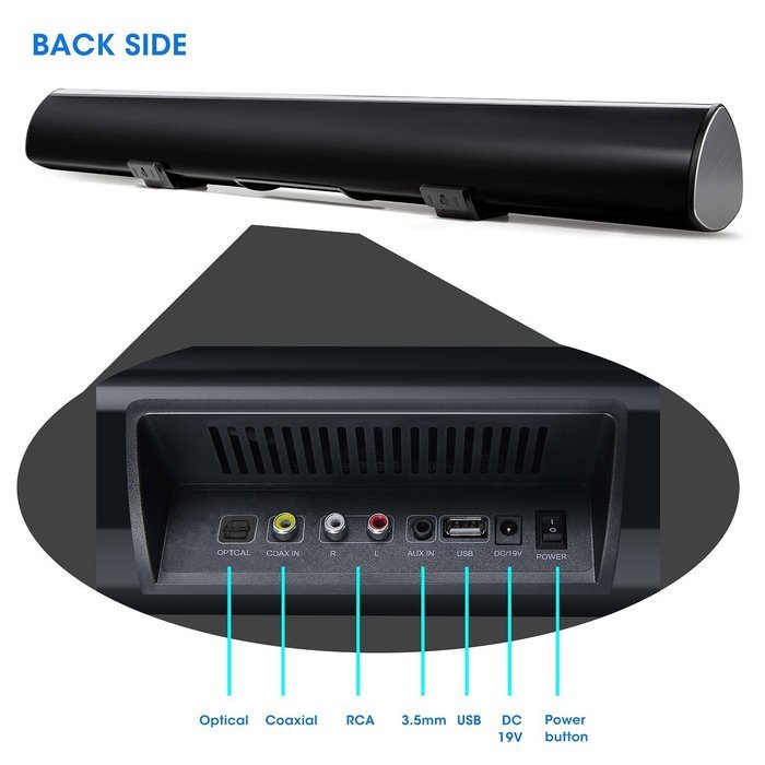 Upgraded Bluetooth 4.0 Soundbar,YCCTEAM 3D Surround System, 34-Inch 2.0 channel TV Sound Systems With Optical/... N3
