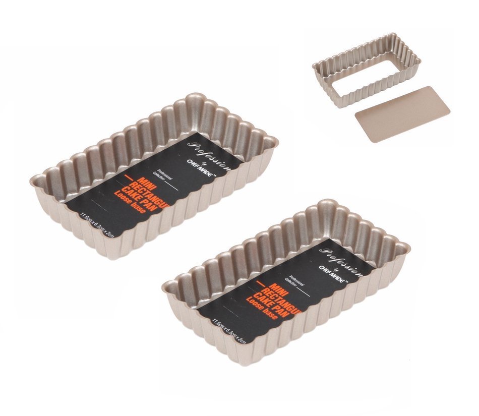 Astra shop Set of 2 - Preferred 4" Mini Non-Stick Rectangular Loose Bottom Quiche Pan