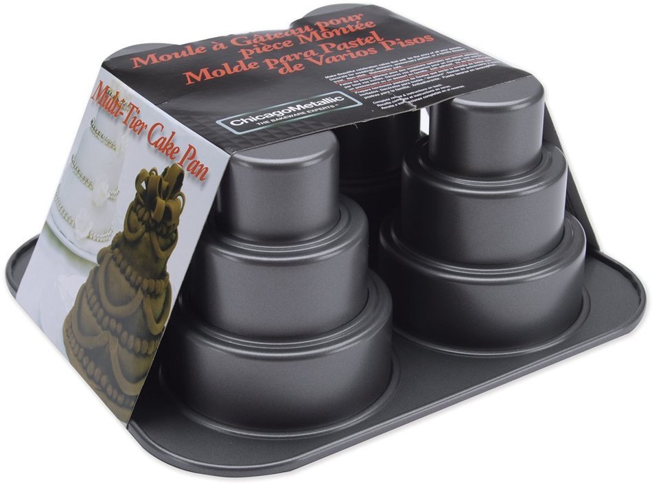 Chicago Metallic Multi Tier Cake Pan 4 Cavity, 10.6 x 9.60 x 4.5 Inch N2