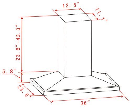 K-Star Island Mounted Range Hood, K-1023 36" N4