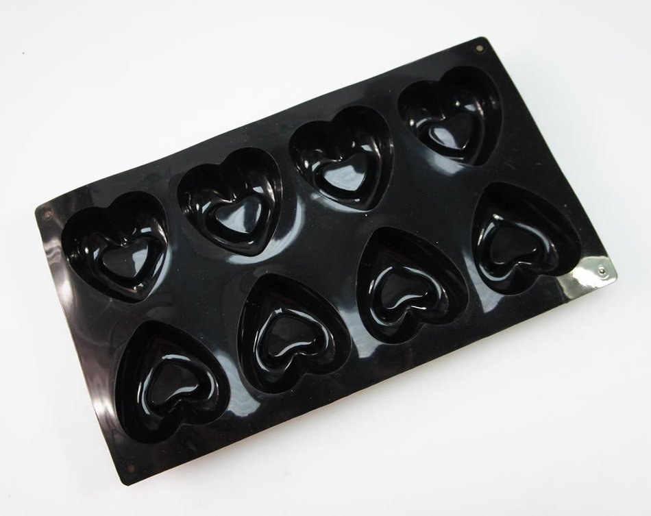 Silicone 8 Cell Recessed Heart Jelly / Cake / Soap Mold