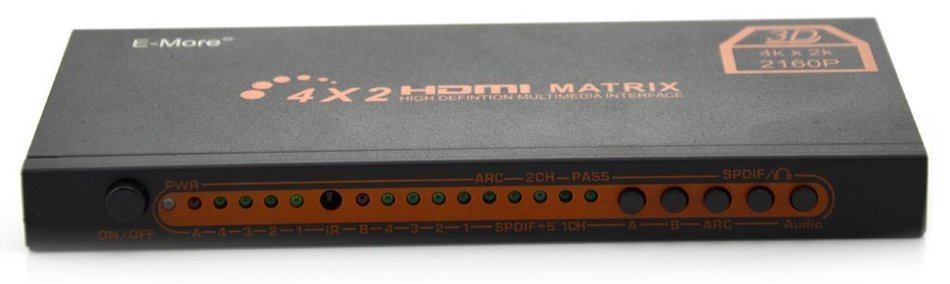 E-More&reg; 2160P 3D HIFI 1.4V 4x2 HDMI Matrix Audio Separation with Romote Control Support MHL/ARC/Advanced Audio... N3