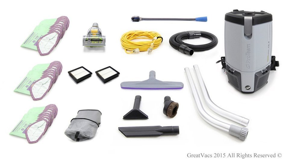 Fully Loaded Proteam ProVac FS6 6 QT Commercial Backpack Vacuum Cleaner N3