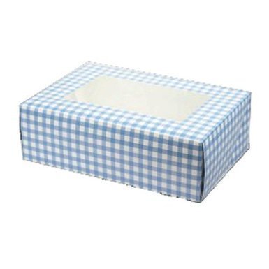 2 Blue Gingham Muffin Boxes