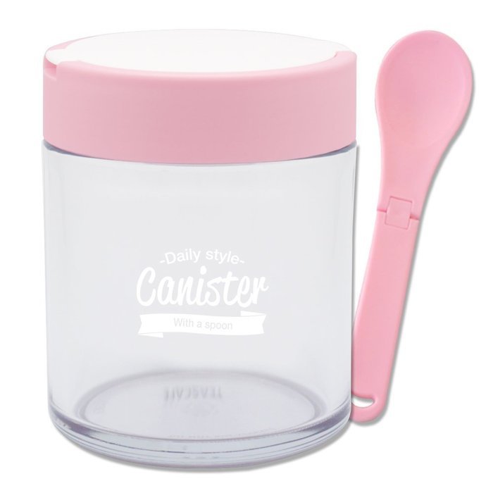 [1+1] TEASCAFE Cereal Spoon Canister, 15oz, 2Piece - Containing a spoon on the lid (Bear Black lid-Urban Black... N5