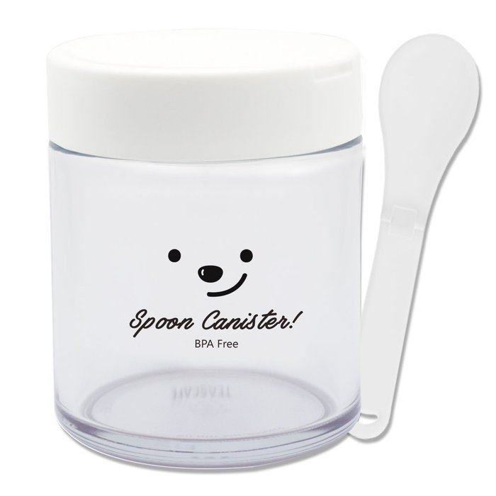 [1+1] TEASCAFE Cereal Spoon Canister, 15oz, 2Piece - Containing a spoon on the lid (Bear Black lid-Urban Black... N6