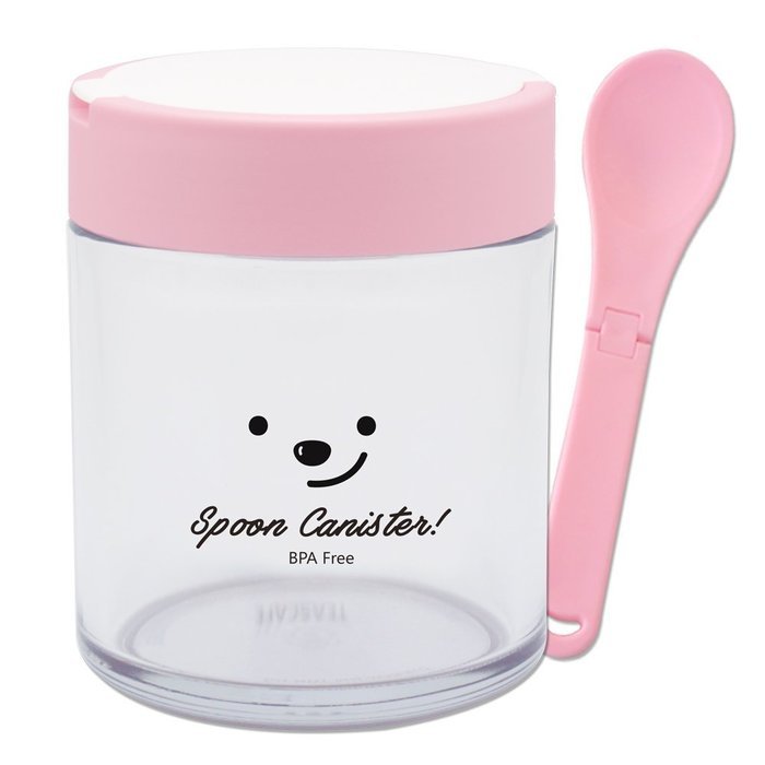 [1+1] TEASCAFE Cereal Spoon Canister, 15oz, 2Piece - Containing a spoon on the lid (Bear Black lid-Urban Black... N8